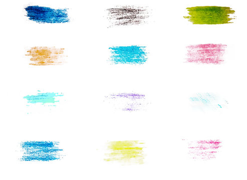 Vector set of colorful brush strokes