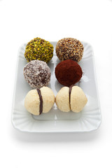 different types of Italian truffle cookies & cookies Baci di Dam