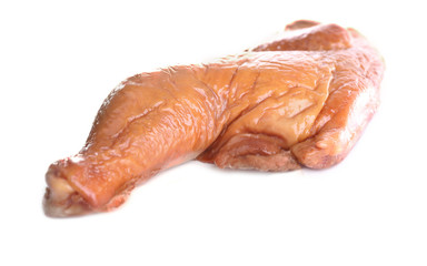 Smoked chicken leg isolated on white