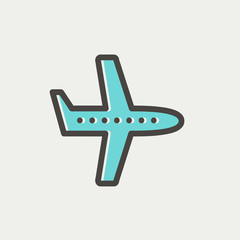 Fototapeta premium Flying airplane thin line icon