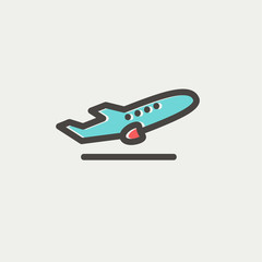 Airplane takeoff thin line icon