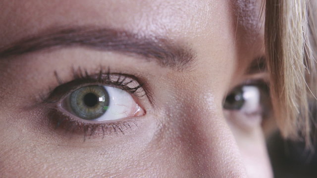 Closeup shot of woman eye with day makeup.