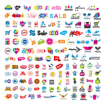 large set of vector logos shopping