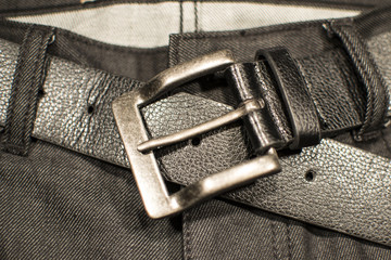 Black denim with belt buckle