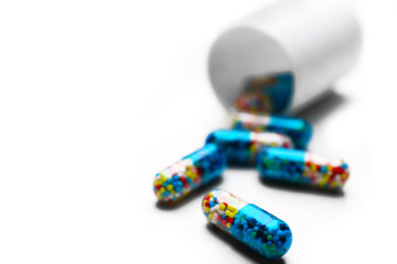 Pile of pills isolated on white