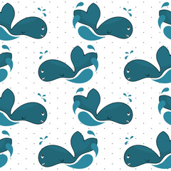 blue whale seamless background