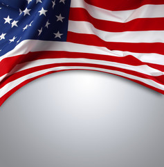 Obraz premium American flag on grey background. Copy space