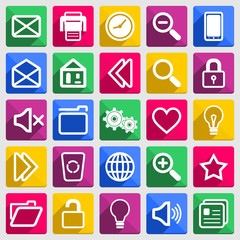 Colorful flat Icons with long shadows