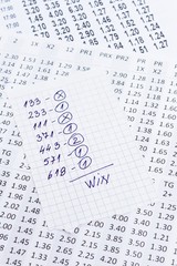 The note with the selection of the winning codes on bookmakers