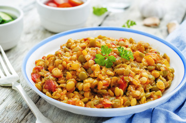 yellow and green beans with vegetables