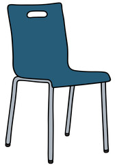 Hand drawing of a blue metal chair