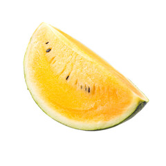 Yellow watermelon fruit over white background