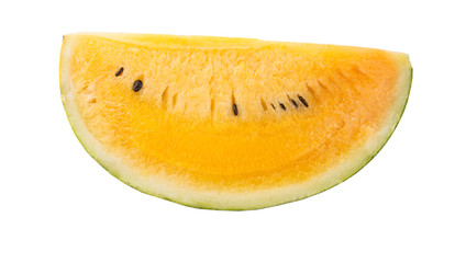 Yellow watermelon fruit over white background