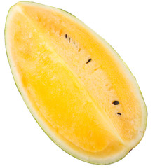 Yellow watermelon fruit over white background