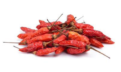 Group of  chili peppers isolated on white background