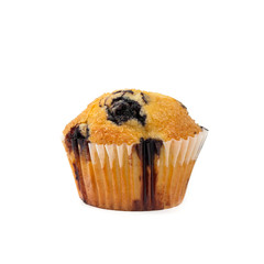 Blueberry muffins on White Background. Macro. Selective focus.