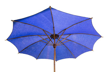 blue umbrella isolated on white with clipping path