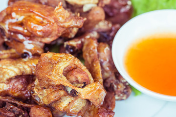 Thai food Fried chicken with chilli sauce