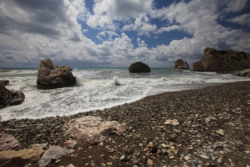 Fototapeta na wymiar Cyprus. Aphrodite Beach near the stone. Petra Tou Romiou