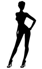 Silhouette naked woman