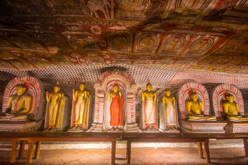 Buddha statues in Dambulla Cave Temple, Srilanka