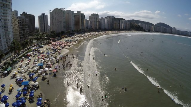 Aerial view of a famous Beach on a Summer Day in Brazil
