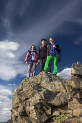 Group of climbers on the cliff