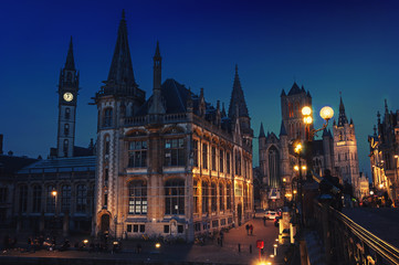 Ghent in Belgium at night