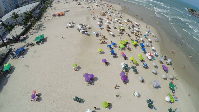 Aerial view of a famous Beach on a Summer Day in Brazil