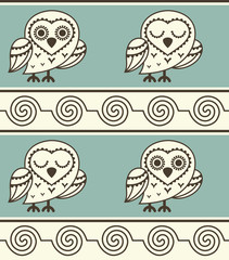 cute and funny owl pattern vector illustration