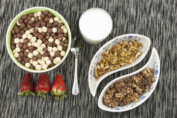 healthy breakfast, diet meal of cereal