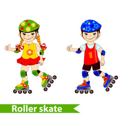 Vector Rollerblades kids in protective equipment