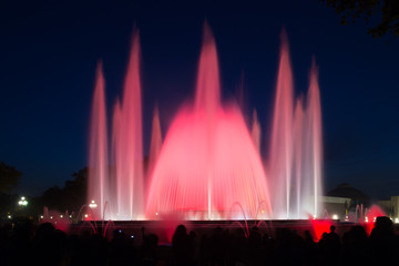 colorful  fountain Montjuic show   in Barcelona