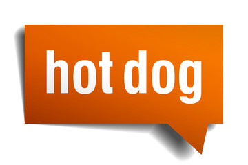 hot dog orange speech bubble isolated on white