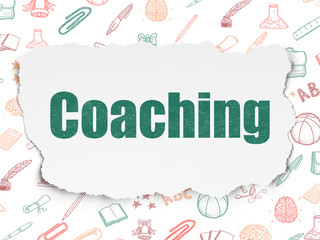 Education concept: Coaching on Torn Paper background