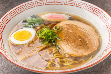 普通の醤油ラーメン　Food of soy sauce ramen Japan