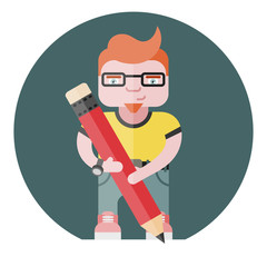 illustration of the designer with a pencil
