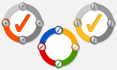 Set of three colored frames and check box