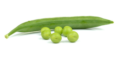 Fresh peas on white background