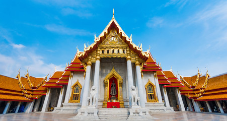 Thai architecture. Marble temple in Bangkok, Thailand
