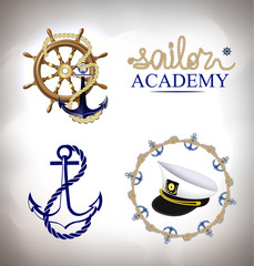 The set of marine emblems © maxav