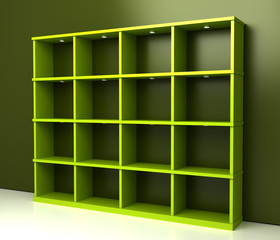 Empty shelves. Original three dimensional models.
