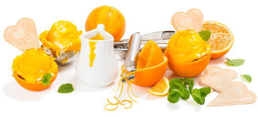 Concept with orange ice cream