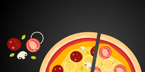 Pizza design on the board.