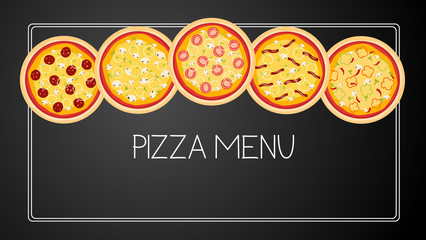 Pizza card menu. Vector illustration.