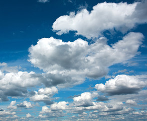 Naklejka na ściany i meble Beautiful white clouds in the clear blue sky, purity of nature