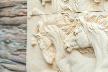 Horse Carving art of freedom in soft light