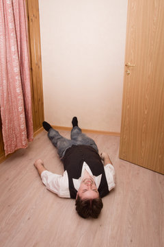 Crime scene with dead man