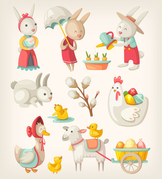 Colorful images of Easter characters and animals 