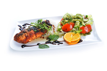 roasted fish and  rice